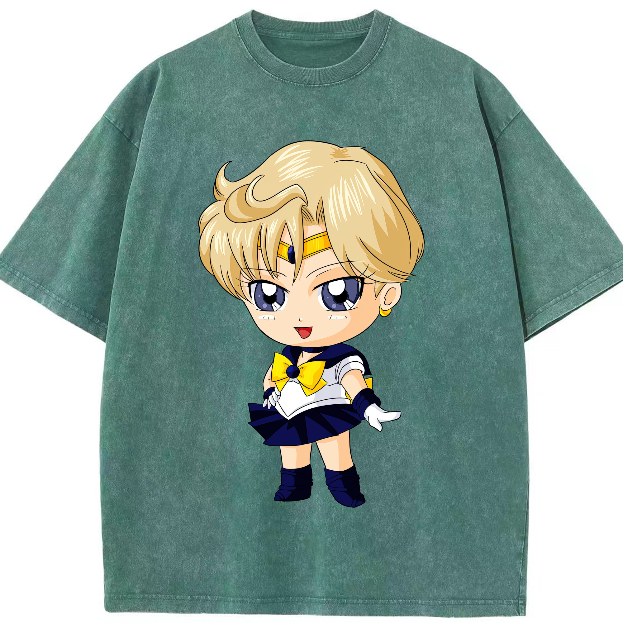 （画像用） 美少女戦士セーラームーン 天王はるか Sailor Moon Tenoh Haruka 綿100% ヴィンテージ風 半袖Tシャツ（フロントプリント）